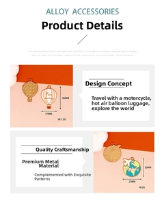 Detailed dimensions of hot air balloon and earth airplane alloy charms
