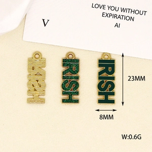Detailed view of Irish themed pendants with 23mm height and 8mm width measurements