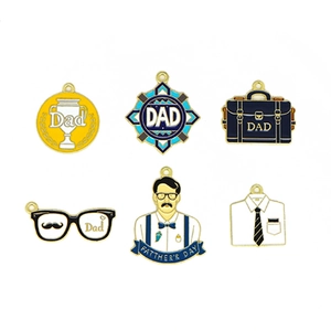Set of 6 Father's Day enamel charms including Dad trophy and tie designs for DIY jewelry