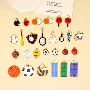 Breloques de Sport en Alliage Émaillé pour la Fabrication de Bijoux DIY Basketball Football Volleyball Pendentifs Accessoires de Porte-Clés