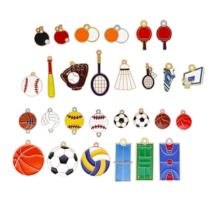 Lot de breloques sport en émail et alliage pour création de bijoux avec basketball