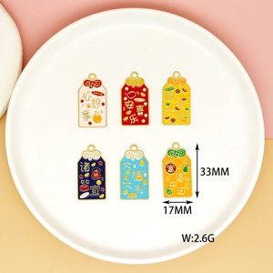 Detail view showing 33x17mm dimensions of colorful alloy enamel amulets