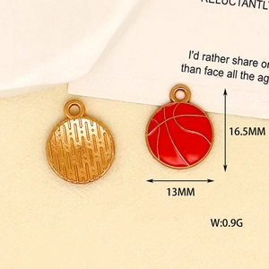 Vue détaillée du pendentif basketball en alliage DIY avec dimensions de 13 mm et 16,5 mm