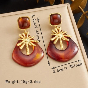 Detail view of vintage leopard print earrings with gold metal accents and size measurements