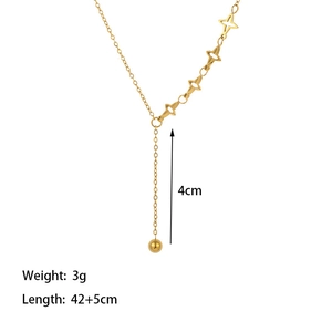 18k gold plated Y-shaped necklace with hollow star pendants and 3g lightweight chain