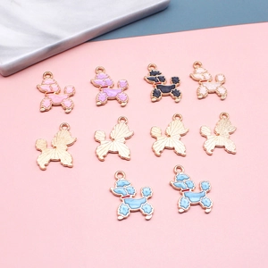 Colorful enamel poodle charms in assorted colors for DIY jewelry making.