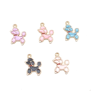 Pearly poodle dog alloy enamel charms for DIY earrings and necklaces in assorted colors