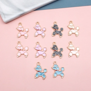 Cute set of 10 colorful enamel poodle charms for DIY jewelry making and hanging pendants