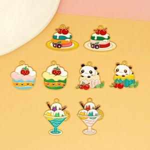 Assorted summer dessert alloy enamel charms for DIY earrings and necklace jewelry making