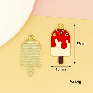 Popsicle enamel charm for DIY jewelry making with 27mm height and 13mm width specs.