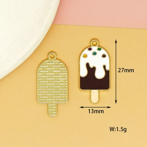 Detailed dimension view of 27mm x 13mm popsicle enamel charm for DIY jewelry making