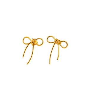 Boucles d'oreilles minimalistes nœud doré au design de ruban poli pour femmes