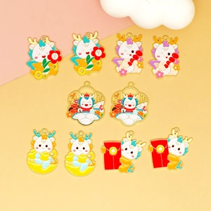 Colorful Lucky Chinese Zodiac Dragon enamel charms for DIY jewelry and bag decorations