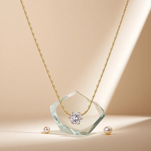 Edelstahl Anhänger Halskette Rund Solitär Sechs Krallen Tropfen Perle Vergoldet Eleganter Schmuck Damen