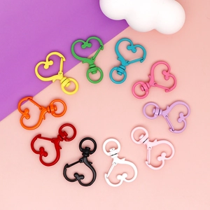 Colorful heart-shaped swivel lobster clasps for DIY jewelry making and keychain accessories