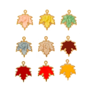 Set of colorful alloy maple leaf enamel pendants for DIY jewelry and accessory making