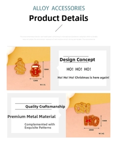 Detailed view of Christmas gingerbread man and HO HO HO alloy enamel charms for DIY jewelry