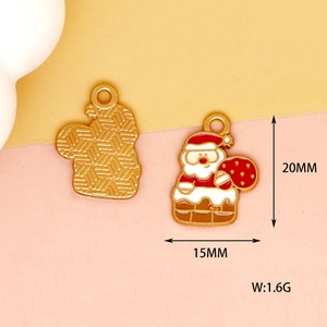Christmas Santa Claus enamel alloy pendant charms for DIY jewelry making 20x15mm