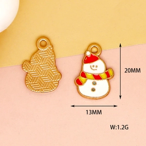 Detailed 20x13mm enamel snowman charm for DIY Christmas jewelry crafts and gifts