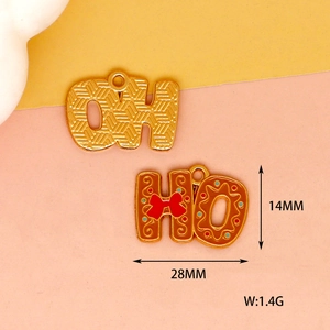 Detailed view of Christmas HO letter charms with size 28x14mm and 1.4g weight