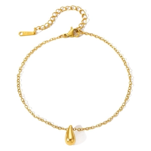 Bracelet goutte d'eau en acier inoxydable plaqué or 18k avec fermoir mousqueton réglable