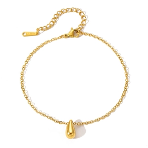 Minimalist 18k gold plated stainless steel teardrop pendant bracelet for women