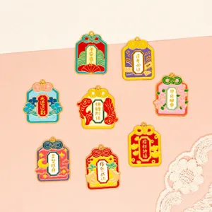 Ciondoli Portafortuna Omamori in Lega di Zinco Stile Cinese per Creazione Gioielli Fai-da-te Portachiavi Pendente Borsa Regalo