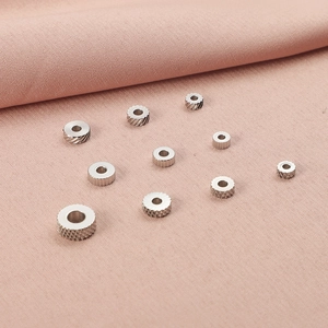 Stainless Steel Beads Round Diagonal Mesh Texture Spacer Beads For Jewelry Making DIY Gear Shaped Metal Crafting Findings