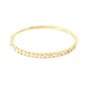 Elegante bracciale in acciaio inossidabile placcato oro 18K con zirconi bianchi