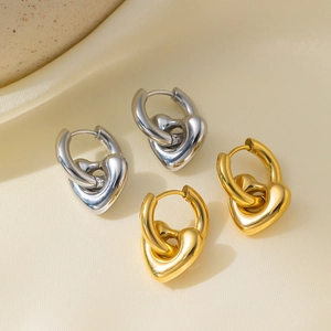 Orecchini A Cerchio Con Cuore In Acciaio Inossidabile Rimovibili Lucidati Minimalisti Gioielli Di Moda Per Donna