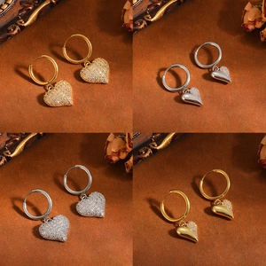 Vintage Roestvrij Staal Koper Hart Boze Oog Hand Van Fatima Hanger Halsketting Oorbellen Strass Ingelegd Dames Sieraden