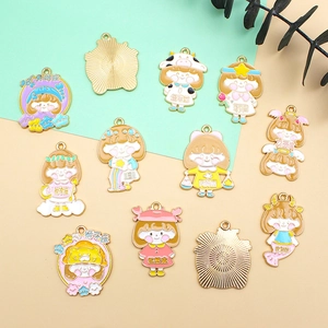 Lindos dijes de esmalte de las doce chicas del zodiaco para hacer joyas de bricolaje y manualidades