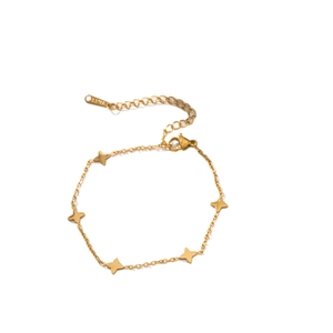 Bracelet minimaliste en acier inoxydable plaqué or 18 carats avec cinq pendentifs étoiles