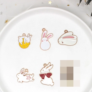 Pendentifs en émail lapin en alliage DIY pour la fabrication de bijoux et porte-clés