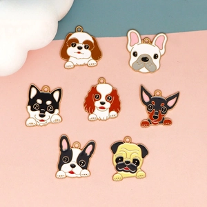 Colgantes de Perro de Dibujos Animados de Aleación de Esmalte para Hacer Joyas Dijes de Animales Lindos para Collar Pendiente