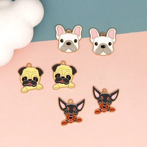 Selección de dijes de cabeza de perro en aleación para creación de joyas DIY y manualidades variadas