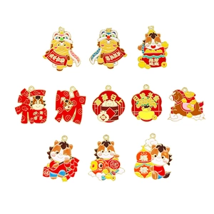 Festive cartoon Chinese Zodiac Horse charms for DIY jewelry making and keychain pendants