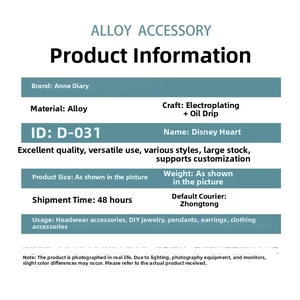 Scheda tecnica dettagliata per accessori in lega DIY a forma di cuore con materiale e processo