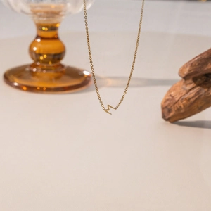 Collier Pendentif Lettre M Minimaliste Acier Inoxydable 304 Plaqué Or Chaîne En O Bijoux Initial Pour Femme