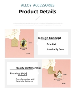 Detail view of DIY cat alloy charms showing 25mm dimensions and 2.6g to 2.8g weights