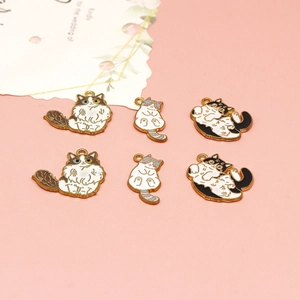 A collection of cute cat enamel charms for DIY jewelry making and cat keychains.