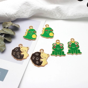 Cute DIY alloy enamel charms featuring dinosaur frog and bear for jewelry making