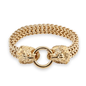Vintage Edelstahl Löwe Totenkopf Armband Für Herren Gothic Punk Biker Schmuck C-Förmige Offene Gliederkette Geflochtenes Armband