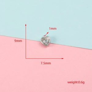 Detaillierte Maße des Herz-Anhängers aus Edelstahl mit 1mm kleinem Loch für DIY-Schmuck