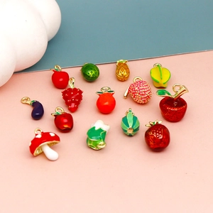 Cute 3D colorful fruit and vegetable enamel alloy charms for DIY jewelry making crafts