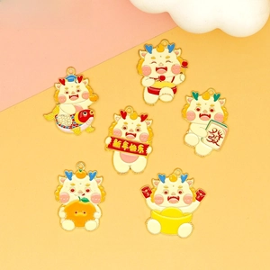 Chinese Zodiac Dragon Enamel Charms Zinc Alloy DIY Jewelry Accessories For Keychain Bag Decor Lunar New Year Gift