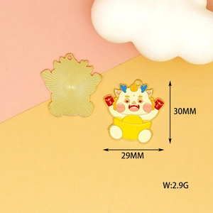 Cute dragon baby DIY jewelry charm with gold ingot and red envelopes 30mm detail