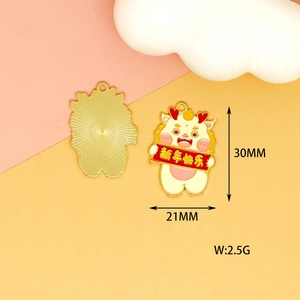 Detail view of cute enamel dragon baby pendant accessory showing 30mm height and 2.5g weight