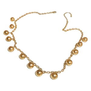 18K gold plated titanium steel necklace featuring multiple smooth bead pendants