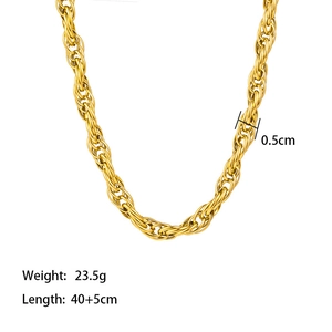 Collier chaîne torsadée dorée pour femme, largeur 0,5cm avec rallonge réglable